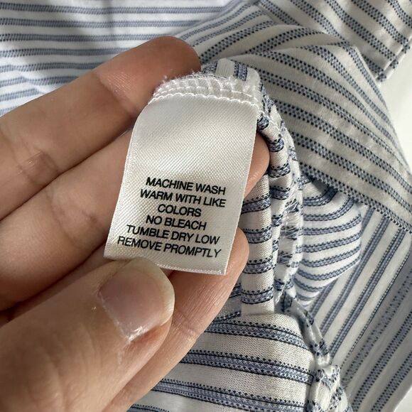 Roundtree Yorke Gold Label Polo Men Large White Striped Short Sleeve 100% Cotton - Picture 7 of 9